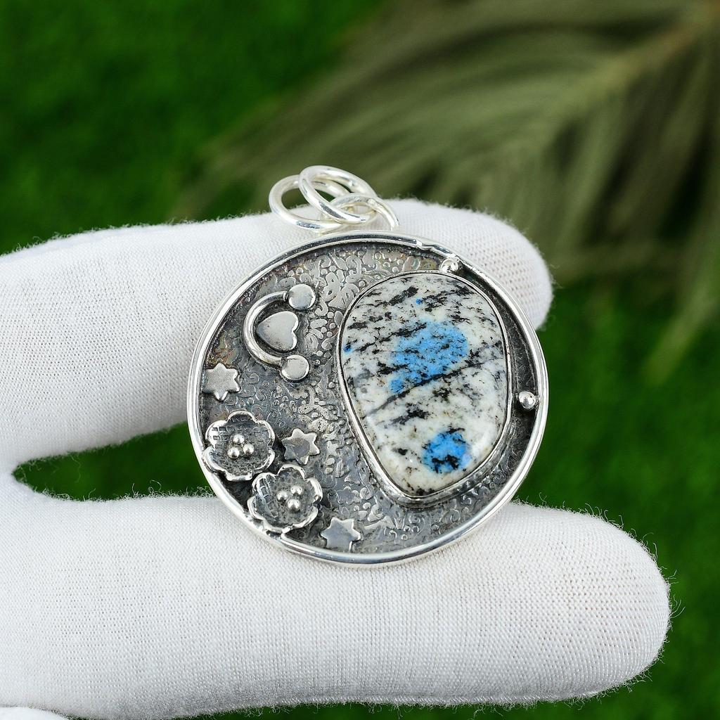 Подарок для женщин Ювелирная подвеска из стерлингового серебра 925 пробы с натуральным камнем К2 Яшма