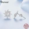 BAMOER Solid 925 Sterling Silver Chic Sun Stud Серьги Изящные Повседневные Серьги для Женщин Гипоаллергенные Украшения
