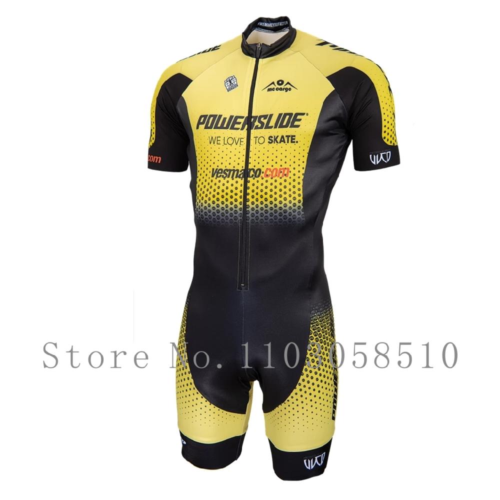 Powerslide Inline Костюм-комбинезон Команда Areo Speedsuit Летняя Мужская Одежда для Велосипеда Костюмы для Катания Ciclismo Pro Гоночная Одежда С коротким Рукавом