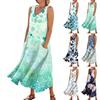 Sleeveless Dress For Women Women's Summer Casual Fashion Printed Sleeveless Round Neck Pocket Dress