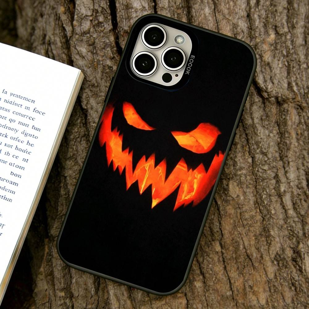 Halloween Pumpkin Head Phone Case For iPhone 17,16,15,14,13,12,11 Plus,Pro Max,XS,Colorful Silver Phone case Funda Cover