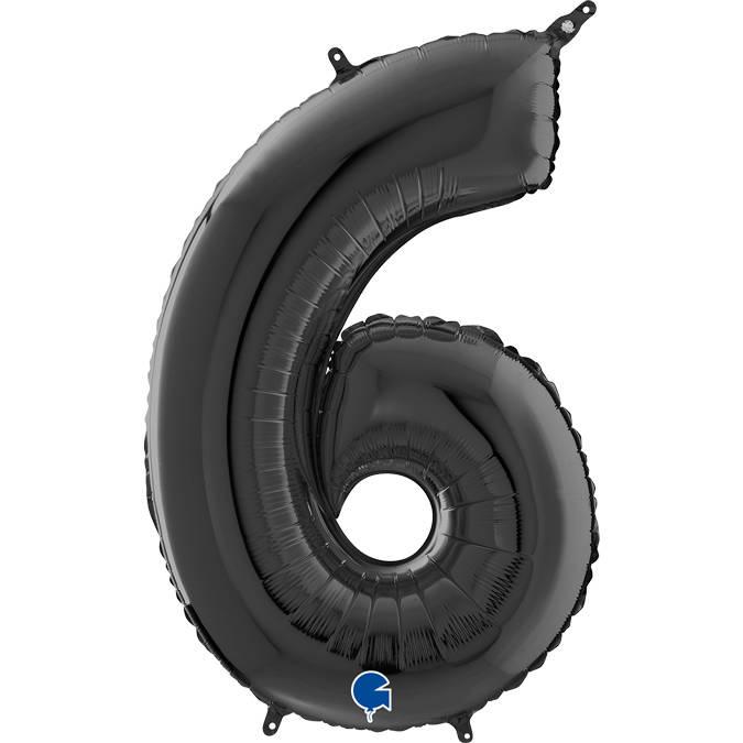 Balon Foliowy Cyfra 6 Czarny, 66 Cm Grabo
