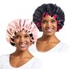 2/3PCS/LOT Unisex Silky Night Sleep Hats Double Layer Head Cover Fashion Shower Cap Adjustable Silky Satin Bonnet For Women