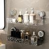 Removable Suction Cup Storage Rack Waterproof Cosmetic Storage Box Wall-Mounted Shelf Rack  Kitchen
