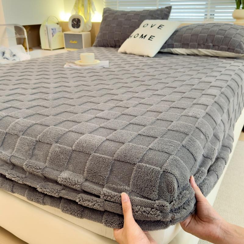 Winter Warm Fitted Bed Sheet Taff Velvet Fleece Bed Linen Single/Double/King/Queen Size Plush Mattress Cover Thick Bed Cover