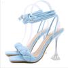 New Summer Fashion Design Weave Women Sandals Transparent Strange High Heels Ladies Sandals Open Toe Shoes