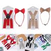 Bow Set Children Wedding Dress Baby Cow Tie Belts Elastic Braces Kids Suspenders Printed Bow Tie