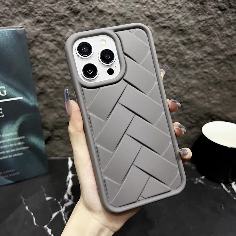 Роскошный тканый узорный чехол для телефона iPhone 16 Pro Max 15 Plus 14 12 11 Мягкие чехлы из ТПУ