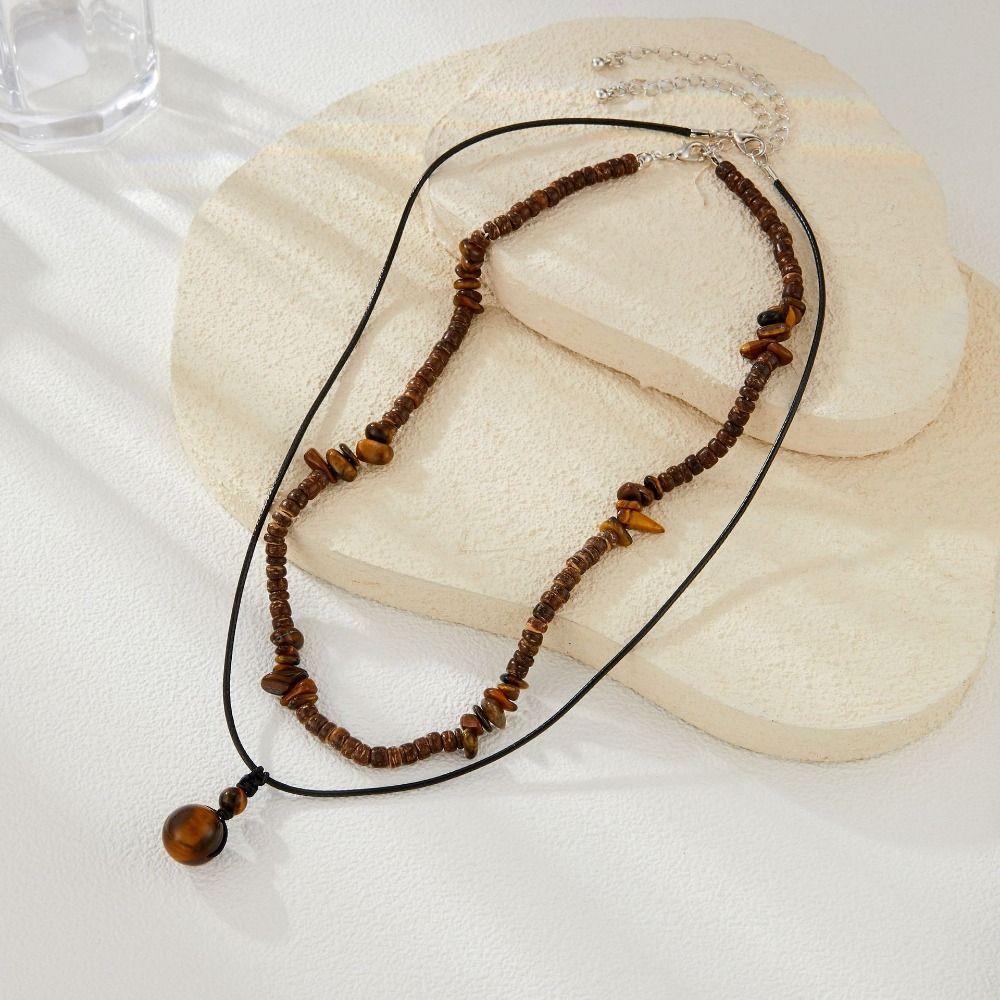 Pine Stone Double Layer Necklace Pendant Sweater Chain Fashion Necklaces for Men Men
