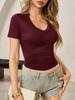 Women's Deep V Neck T-Shirt Short Sleeve Slim Fit Summer Basic Going Out Top