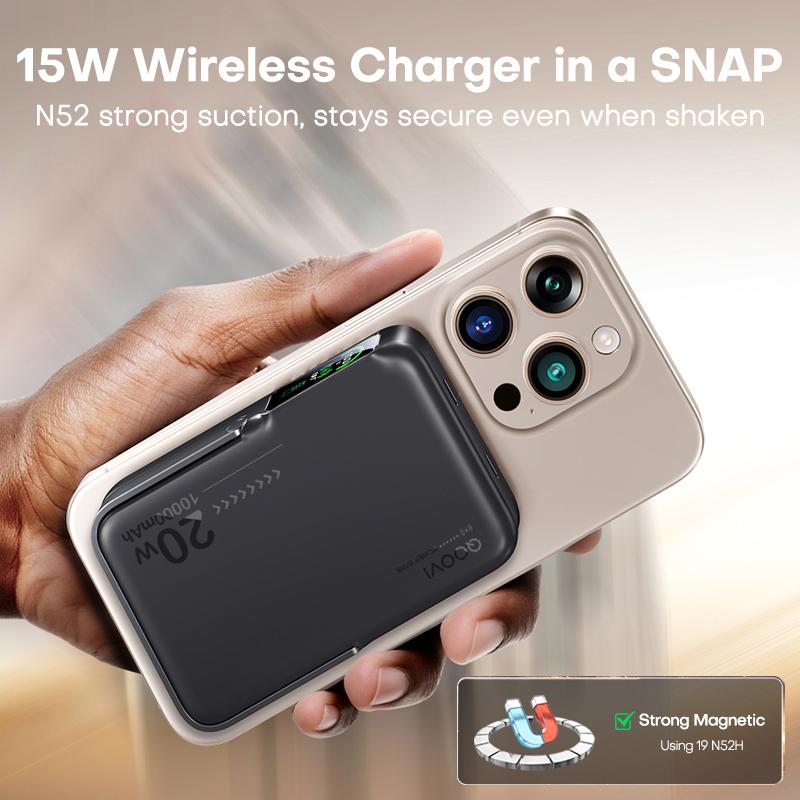 QOOVI Беспроводной Power Bank Qi2 10000 мАч PD20W Быстрая зарядка Внешний аккумулятор Портативное зарядное устройство Для iPhone Samsung iWatch Airpod