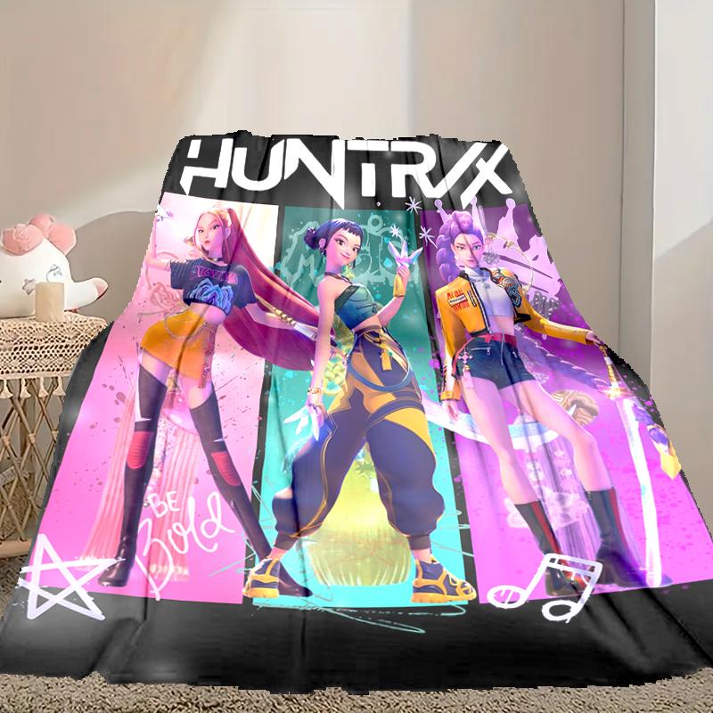1pc Kpop Demon Hunters Blanket, Cozy Valentine's Day Blanket, Multi-functional Nap Blanket Available Throughout the Four Seasons