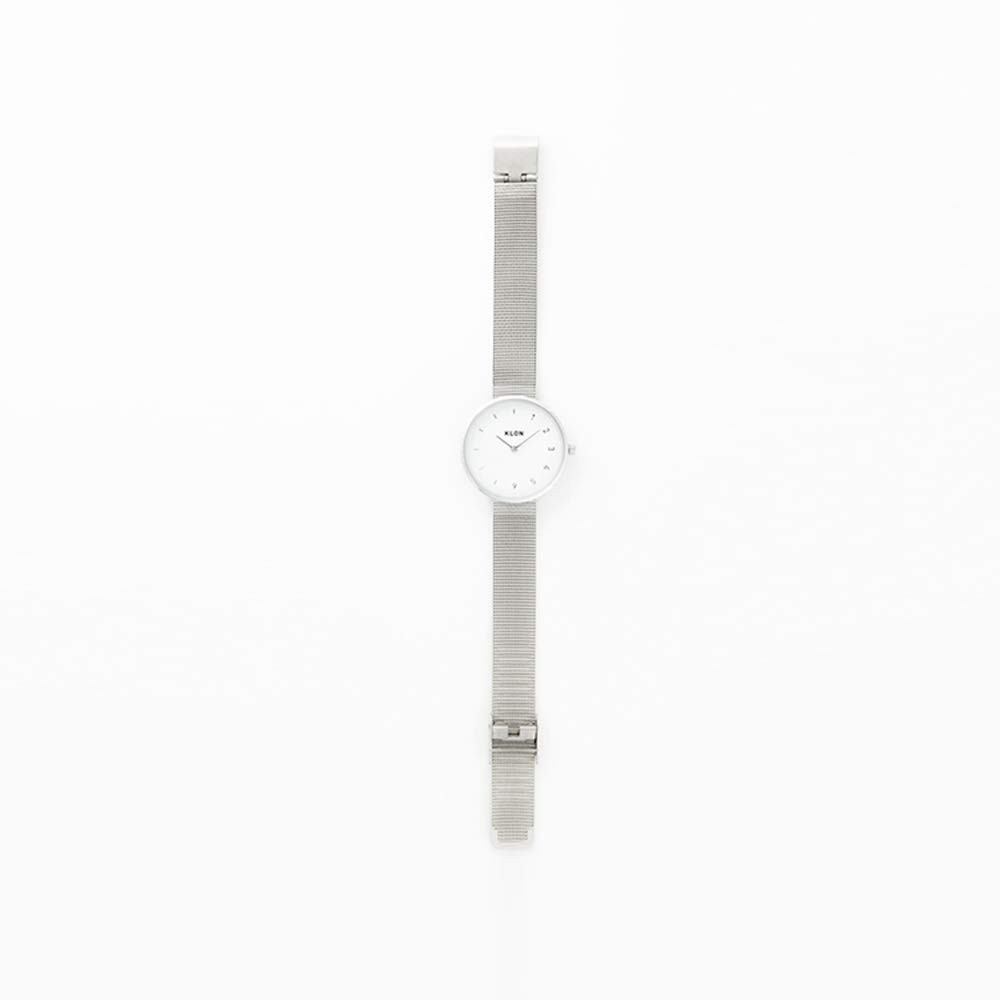 KLON Часы-клон Часы Стильные Простые KLON CONNECTION ELFIN FIRST 33мм Мужские Женские -СЕРЕБРИСТЫЙ МЕШ-