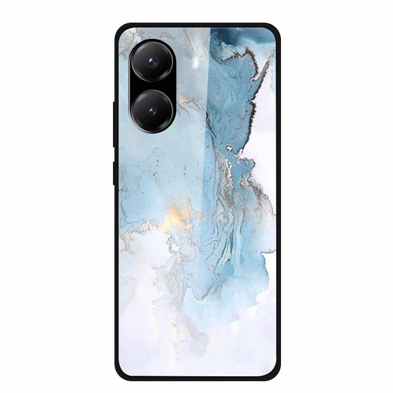 Закаленное Стекло Чехол для Poco X7 Pro Задняя Крышка ПК Жесткие Ударопрочные Чехлы для Xiaomi PocoX7 Pro Funda Мраморная Текстура Модный Coque