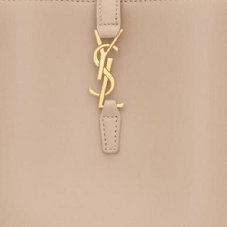 Saint Laurent Ysl Cassandre Металлический Логотип-Буква Застежка-Крючок Кожаная Сумка-Ведро Мини Женские сумки Темно-Бежевый 765870-2R20W-2721