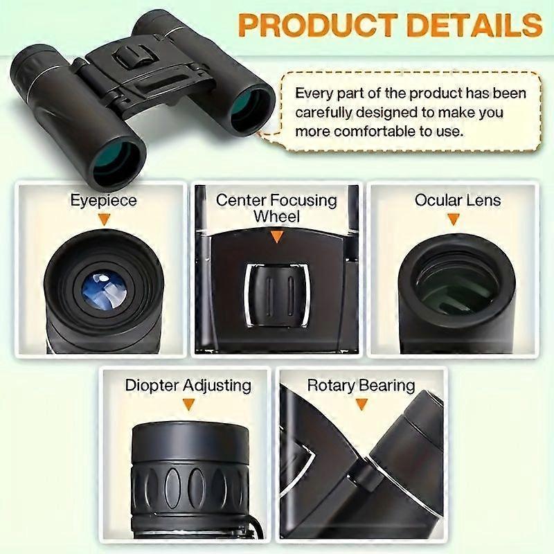 10x25 HD Compact Binoculars for Adults, High Powered Binoculars, Portable Folding Telescope for Outdoor Enthusiasts, Hunters, Campers, And Travelers,