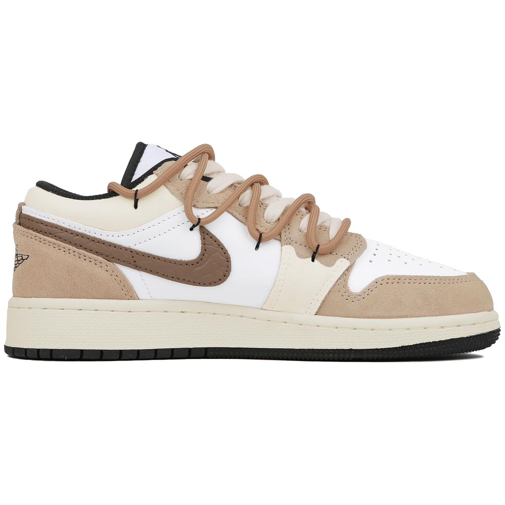 Jordan Air Jordan 1 Low top Vintage Basketball Shoes GS White Brown DZ5368-201(Team4-)