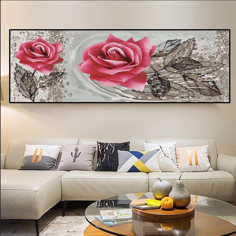 Modern Abstract Golden Rose Oil Canvas Painting Nordic Posters and Prints Wall Art Pictures Living Room Home Decor No Frame