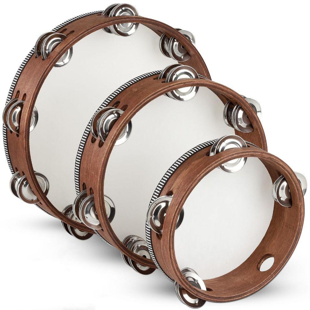 Wooden Tambourine Drum 4/6/7/8/9/10in Percussion Drum Tambourines Musical Instrument  Party