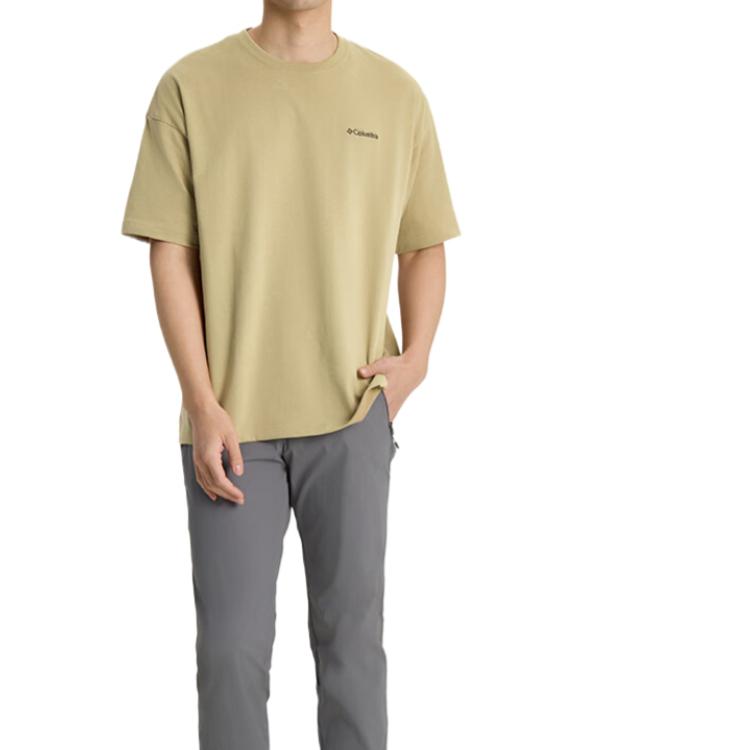 Columbia T-Shirts Men's Khaki Crew Neck Moderate XE8841-244