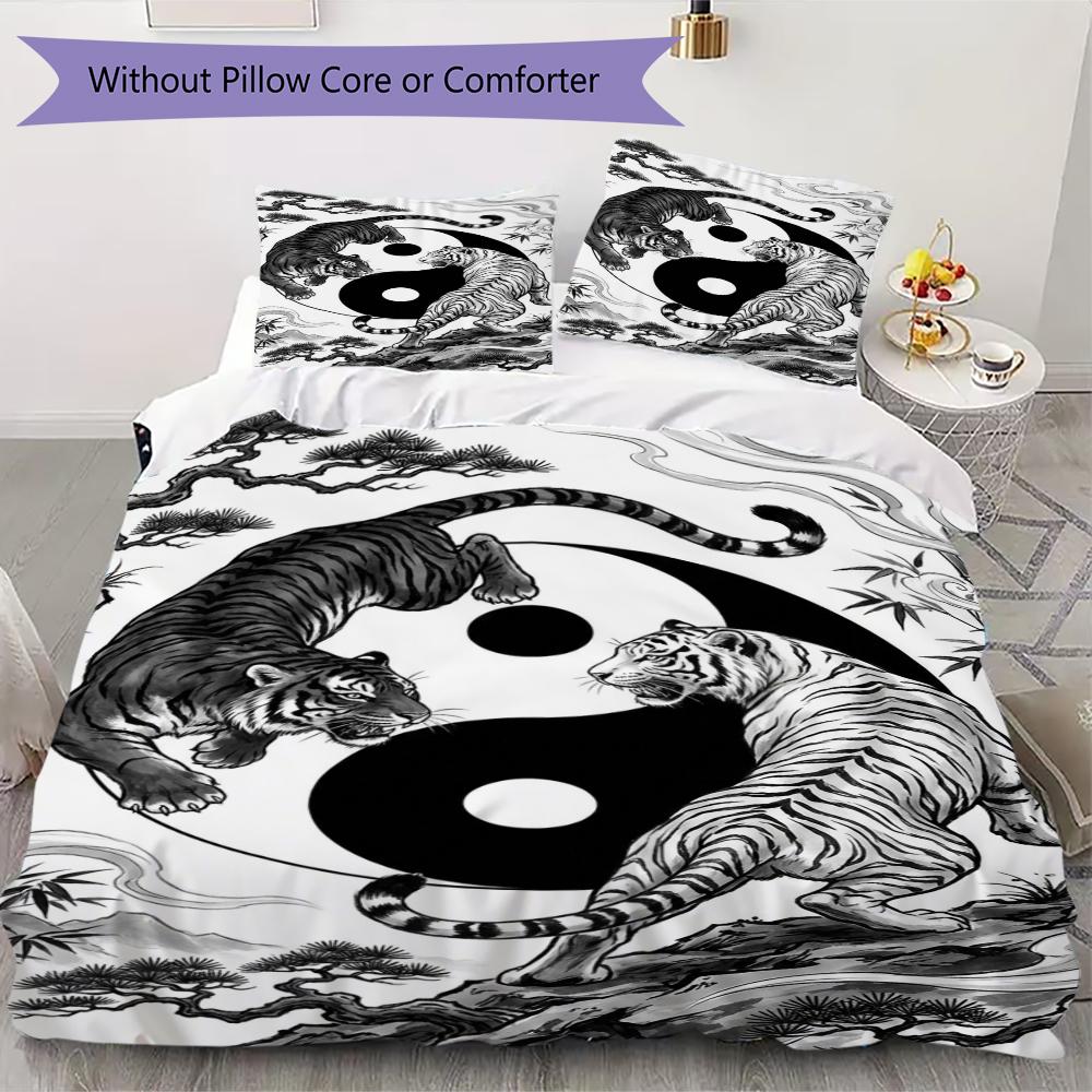 Tai Chi Animals Pattern Bedding uilt Set uilt Cover Pillowcase Home Decoration Birthday Gift (1 * duvet cover + 2 * pillowcase without core)105