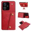Винтажный кожаный держатель для карт Чехол для телефона для Xiaomi Redmi Note 13 Pro+ 5G Карманы для карт Двойные кнопки-защелки Флип-кошелек Чехол