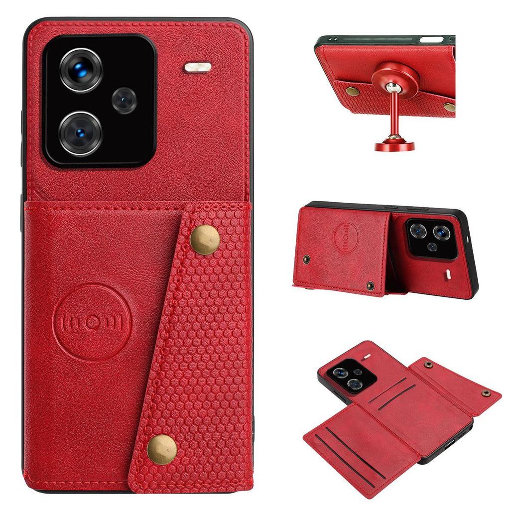 Винтажный кожаный держатель для карт Чехол для телефона для Xiaomi Redmi Note 13 Pro+ 5G Карманы для карт Двойные кнопки-защелки Флип-кошелек Чехол