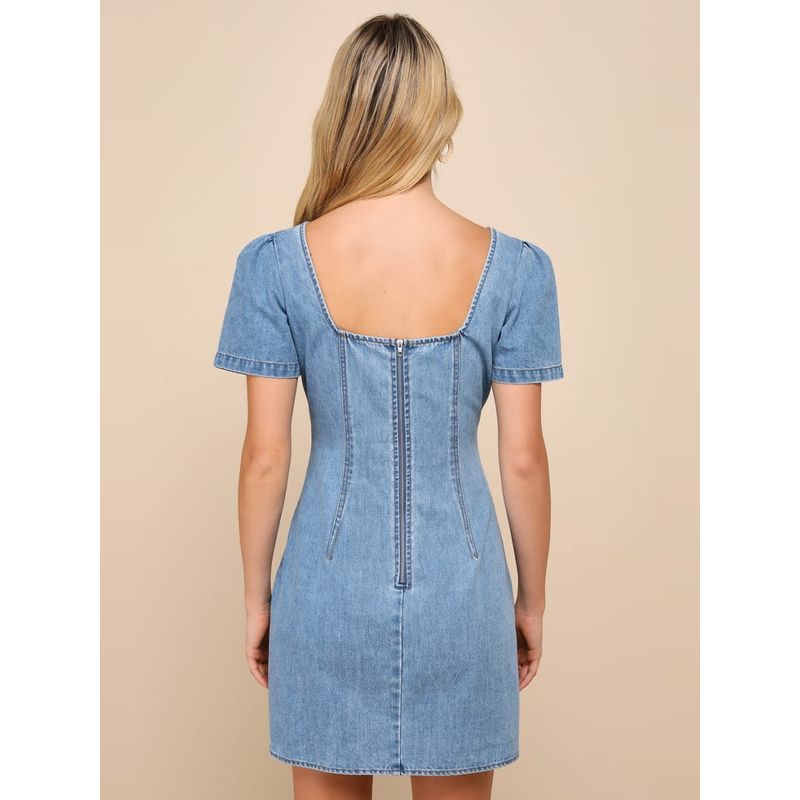 Export Single Lu Home Elegant V Neck High Waist Slimming Commuting All-Matching Jeans Short Sleeve Casual Daily Summer Dress