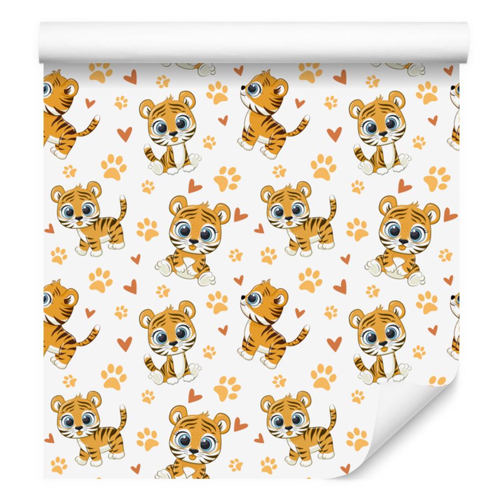 Tigers Wallpaper White and Cream for Living Room and Bedroom 50x1000