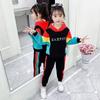 Winter Fashion Girls Tracksuit Set Thicken Warm Hooded Sweatshirts + Plush Children Jogger Pants Patchwork Kids 2 Piece Outfit