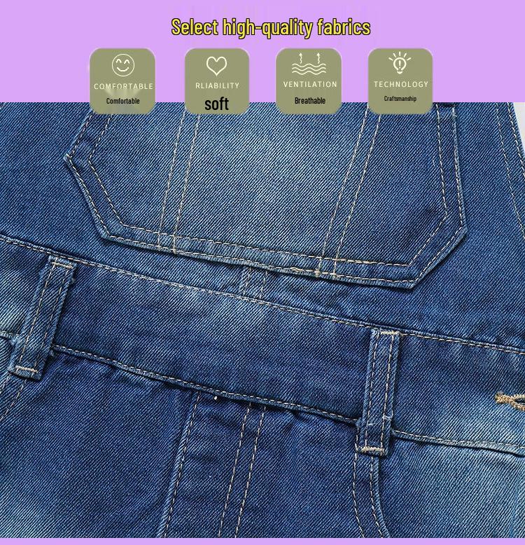 Осеннее джинсовое платье-комбинезон для девочек - Модный европейский и американский стиль для детей