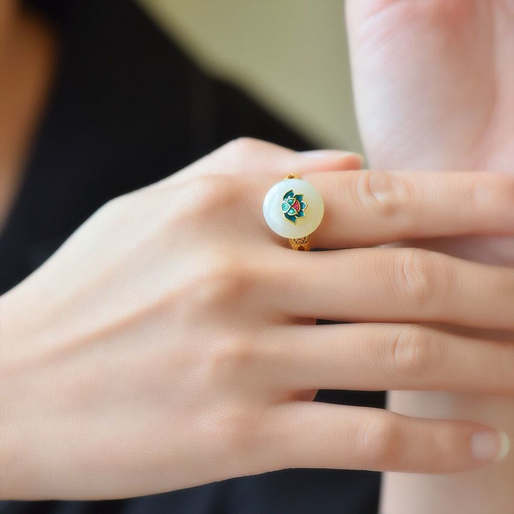 fashion Party Jewelry For Girl Trendy Adjustable Chinese Style Ring Lotus Ancient Ring