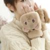 Women Girls Cute Half Finger Gloves Winter Flap Dual-purpose Thicken Mittens Gloves