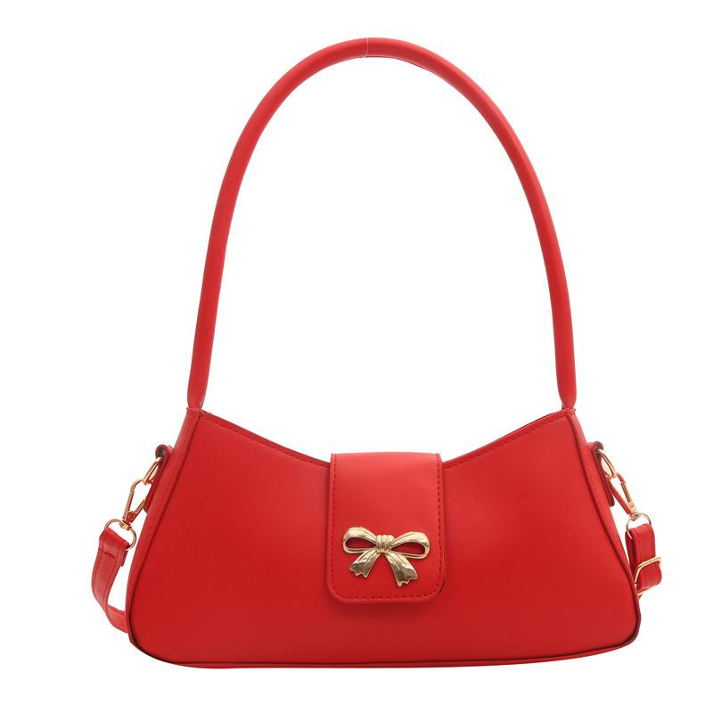 2024 весна новый темперамент простая маленькая сумка с бантом женская сумка подмышкой универсальная сумка через плечо женская