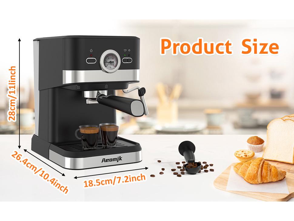 Полуавтоматическая итальянская эспрессо-машина Aeomjk US с капучинатором и функцией пара, модель 3110.