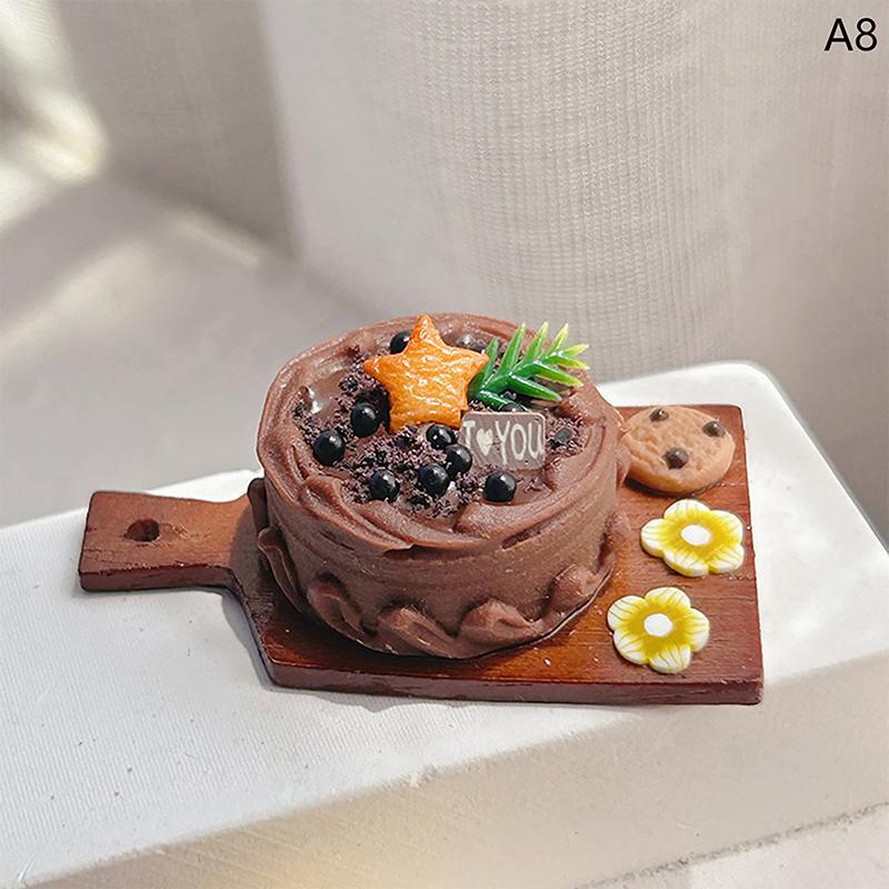 Миниатюрный торт ко дню рождения, модель еды, аксессуары для дома, украшение для кукольного домика