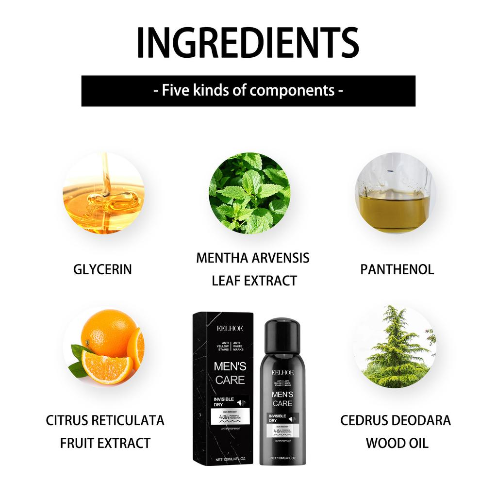 EELHOE Мужской антиперспирант-спрей для подмышек, освежающий дезодорант для удаления подмышек, защита от запаха, ароматизатор для тела, уход за потом, духи