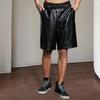 Мужские летние шорты с эластичной резинкой на талии, шорты из искусственной кожи с карманами, однотонные широкие шорты, уличная одежда