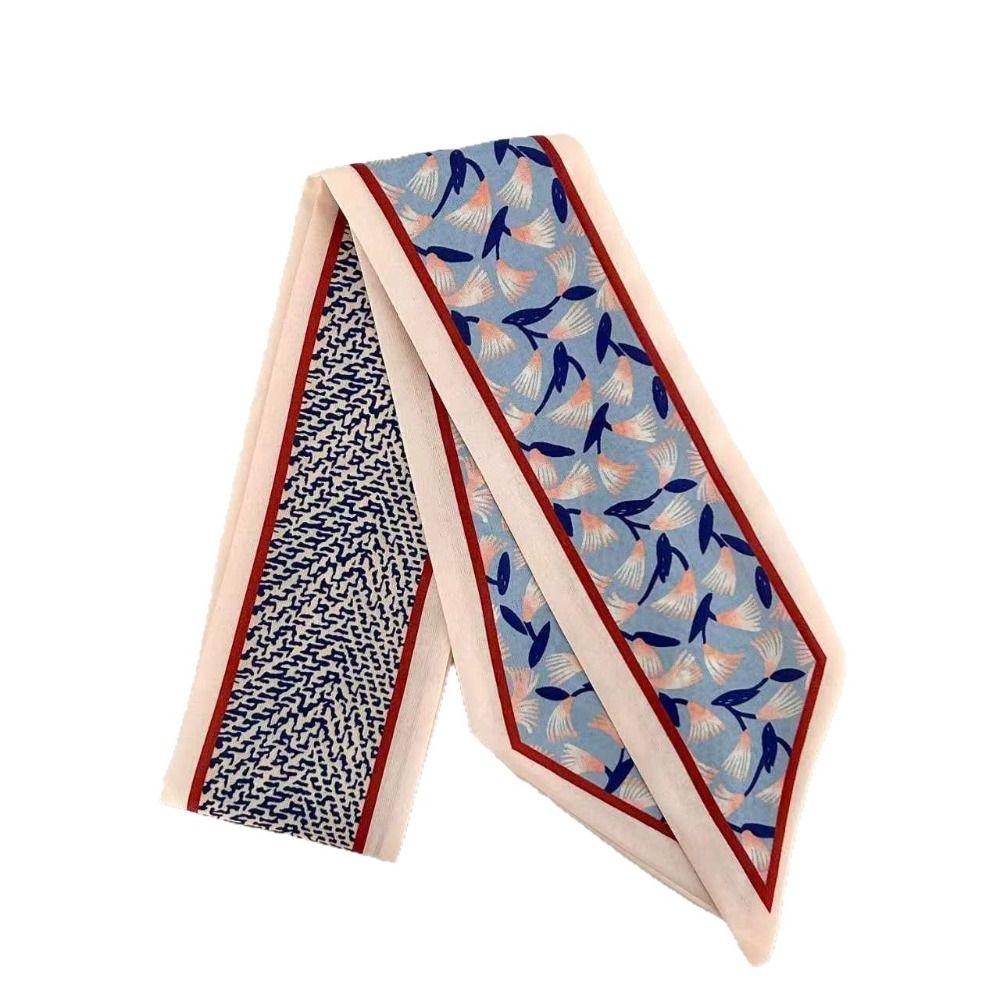 Luxury Neck Strap Flower Pattern Silk Scarves Fashion Hair Band