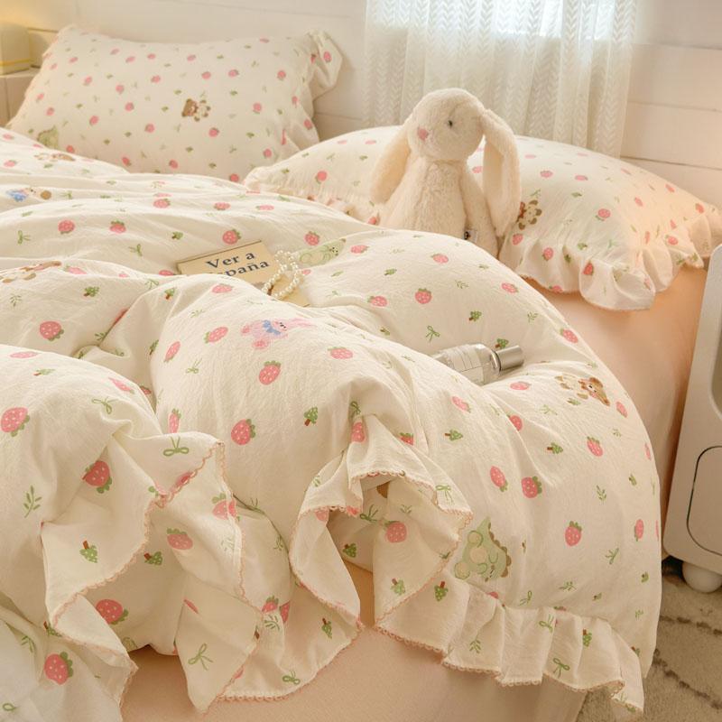 Bonenjoy Lace Duvet Cover Printed Home Quilts Cover Ruffles Comforter Covers Adults Kids Room Bedding (Pillowcase Need Order)