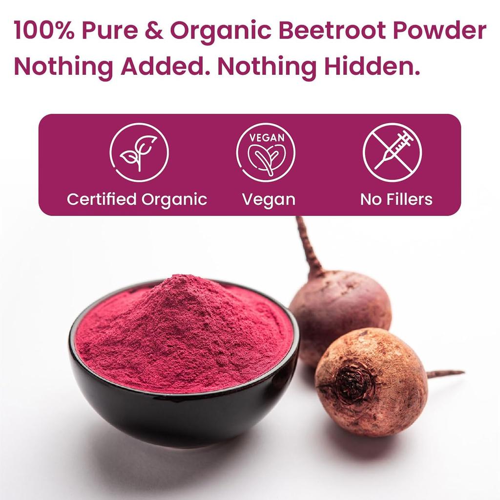 Vlado's Himalayan Organics Органический порошок свеклы 100 г | Для лица, кожи, волос | Натуральные антиоксиданты и заряд энергии