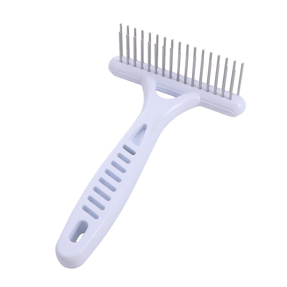 Stainless Steel Dog Rake Comb Double Row Dog Hair Fur Shedding Remove Dog Comb Brush Grooming