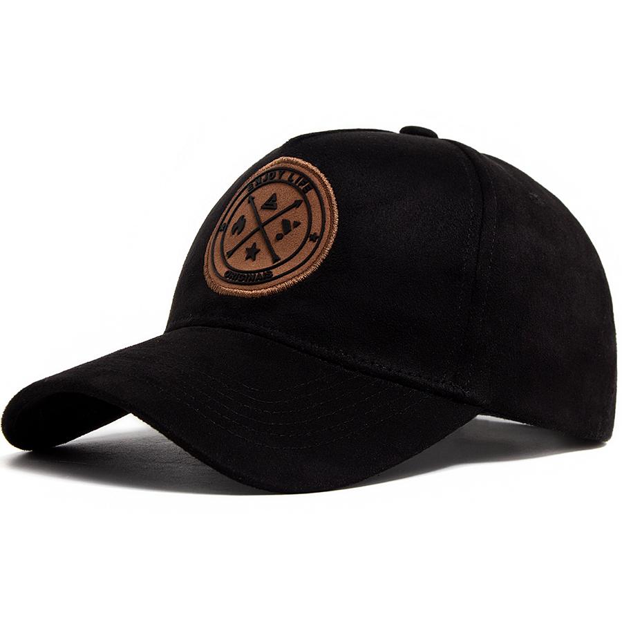 Fashion Circular Leather Label Suede Men's Baseball Cap Spring Autumn Hat For Visor Casual Women Snapback Hip Hop Caps Unisex