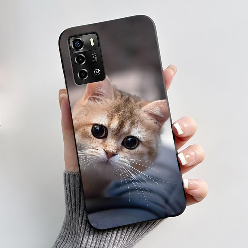 Casing For ZTE Blade A72 4G V40 Vita Phone Case Shell Aesthetic Cute Cat Astronaut Fashion Matte Black Protective Soft TPU Cover