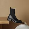 Krazing Pot Микрофибра Осенне-зимняя обувь Толстый средний каблук Размер 43 Ботинки челси Вязаный сзади Эластичные ботильоны