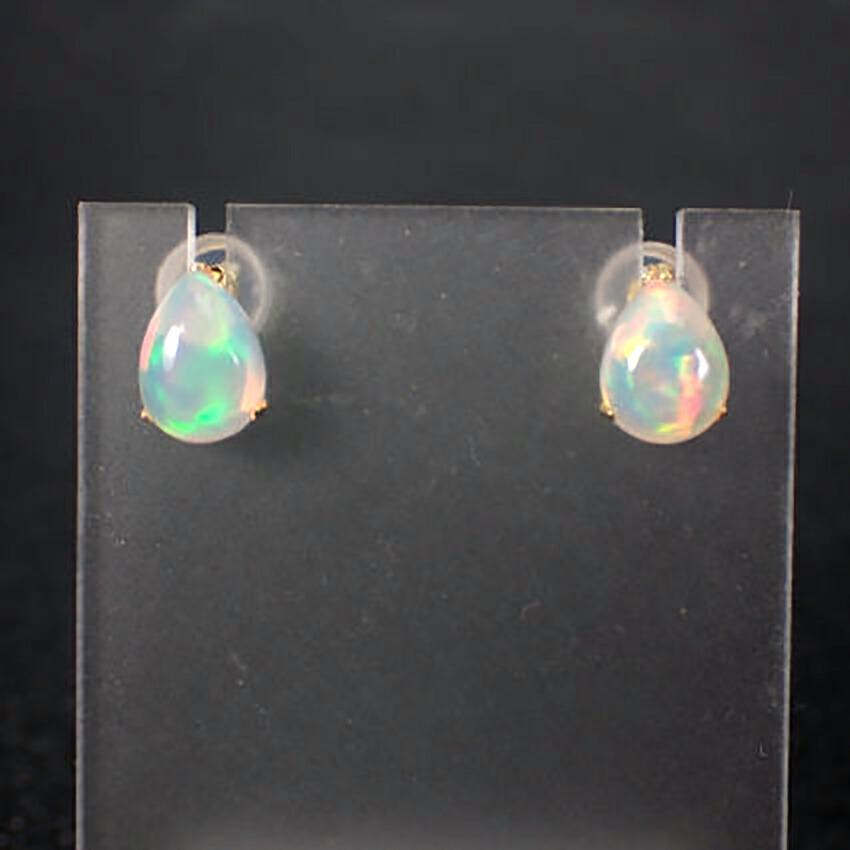 [New] K18 Pear Shape Opal Earrings [i11-7]