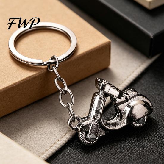 Zinc Alloy Keychain Pendant Motorcycle Charm Key Chain with Multi-color Buckle Retro Electric Donkey Scooter Design Holder Vintage Style