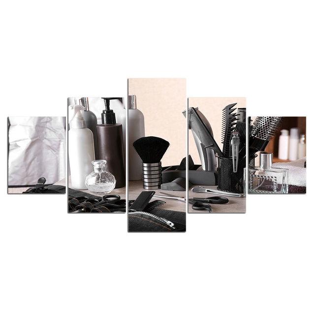 Без рамки 5 шт., модная парикмахерская, стрижка, HD настенное искусство, холст, постеры, картины, домашний декор для гостиной