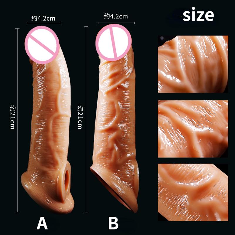 21 см Реалистичный рукав для пениса Большой рукав для увеличения пениса Удлинитель для пениса Замок для спермы Презерватив Секс-игрушки для мужчин Секс-товары