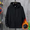 8XL Autumn and Winter Hooded Sweater Men's Solid Color Plus Velvet Warm Top All-match Youth Loose Large Size Hoodie Sports Jacket